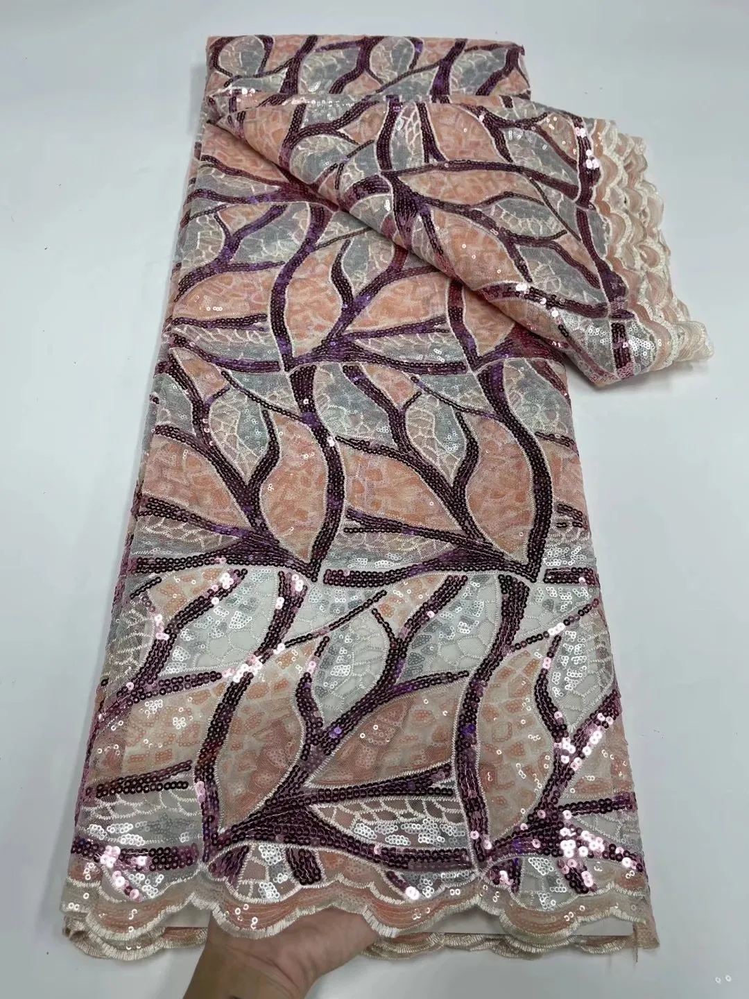 

Nigerian Net Embroidered Lace Fabrics 2021 High Quality Lace African Lace Fabric For Wedding French Tulle Lace With Full Sequins