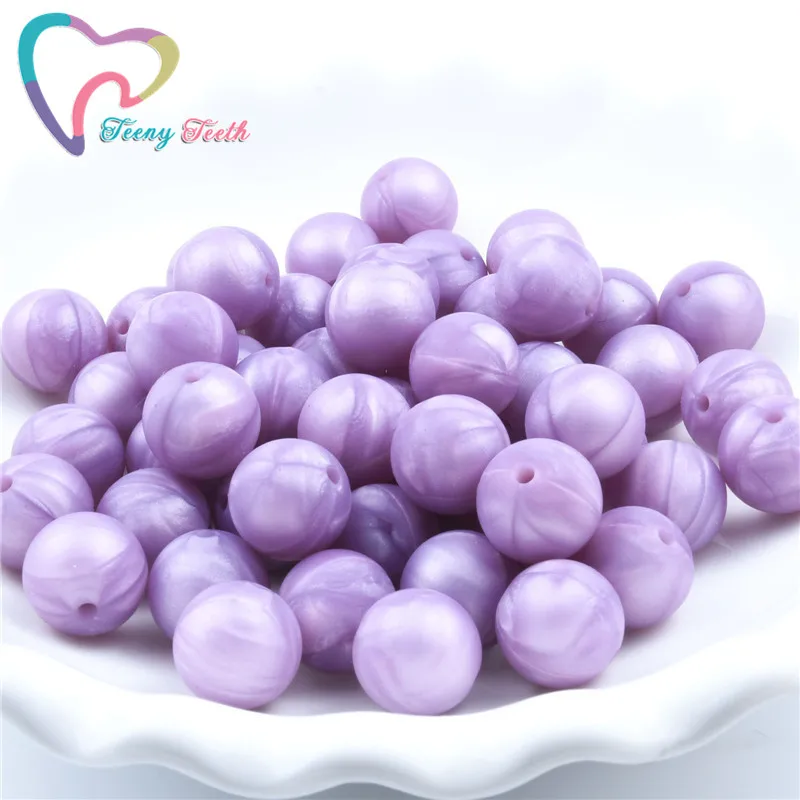 10 PCS Metallic Purple Silicone Baby Teething Teether Perle Beads 9-15MM Safe Food Grade Nursing Round Necklace | Украшения и