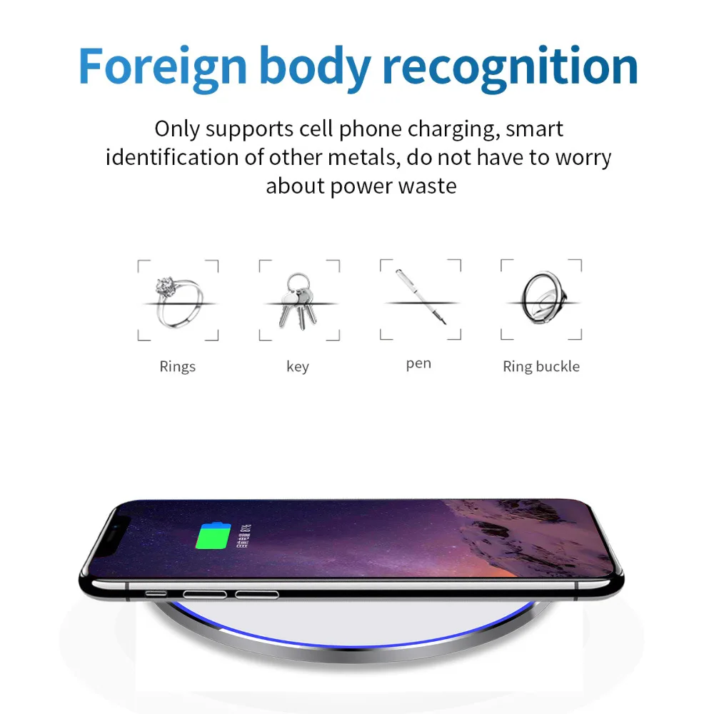 Беспроводное зарядное устройство Qi 5 В/2 а 10 Вт умное быстрое для Mi MIX 2S iPhone X XR XS 8 plus