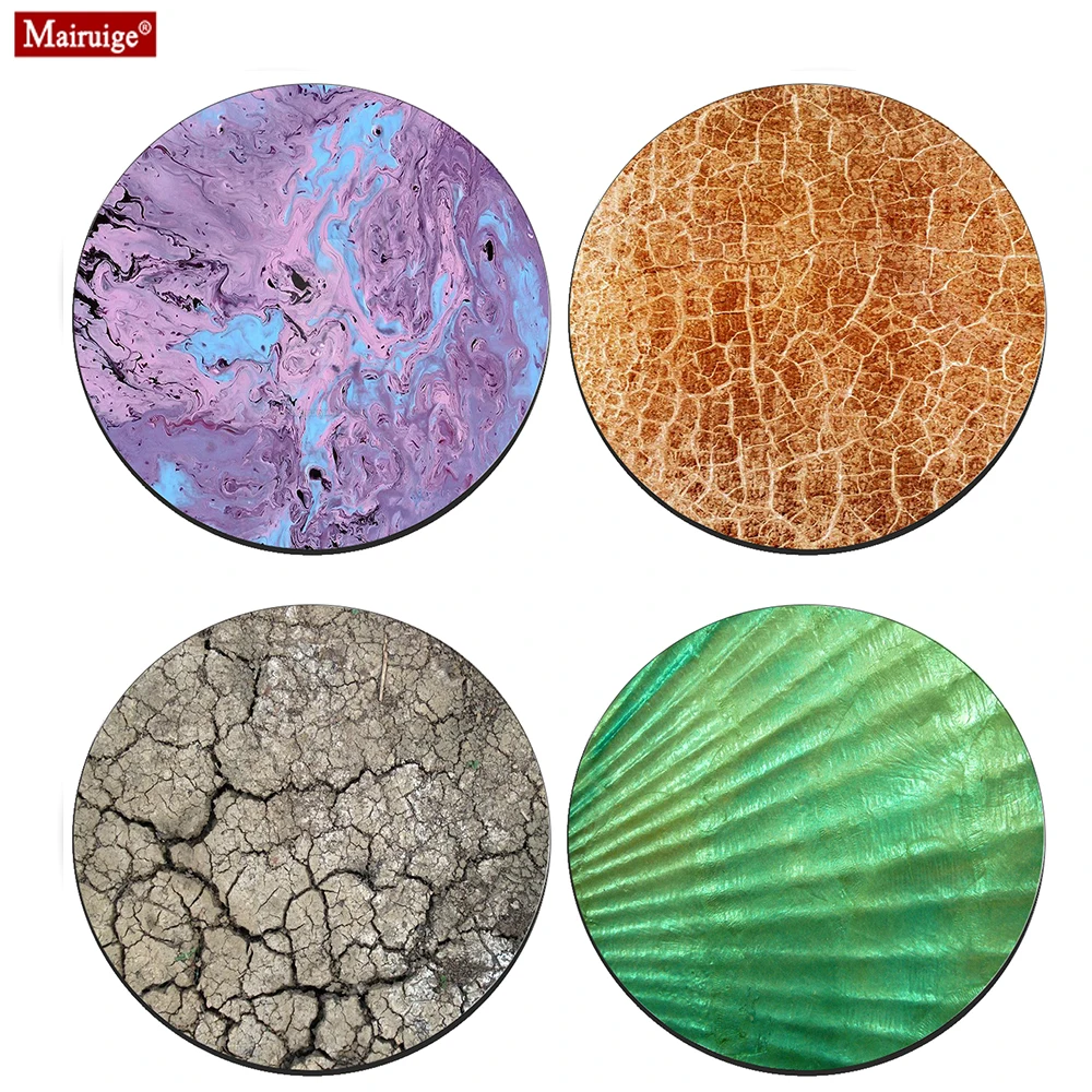 

Mouse Pad Cute Small Seashell Texture Wood Pattern Game Computer Pads Round Mousepad DIY Custom Desk Pad Notebook 20x20/22X22cm