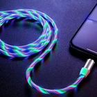 Магнитный зарядный мобильный телефон кабель струящийся свет для iPhone 11 8 Xr Samaung заряд кабель с разъемом Micro USB Type-C со светодиодной подсветкой освещение кабель