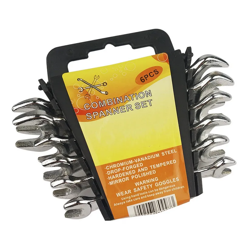 

6pcs High quality CRV Steel Open End combination metric wrench set 6-7mm 8-10mm 10-12mm 12-14mm box spanner hand repair tool Kit