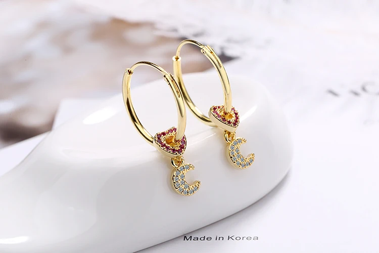 

925 Sterling Silver New Woman Fashion Jewelry High Quality Crystal Zircon Simple Moon Exaggerated Long Fringed Earrings
