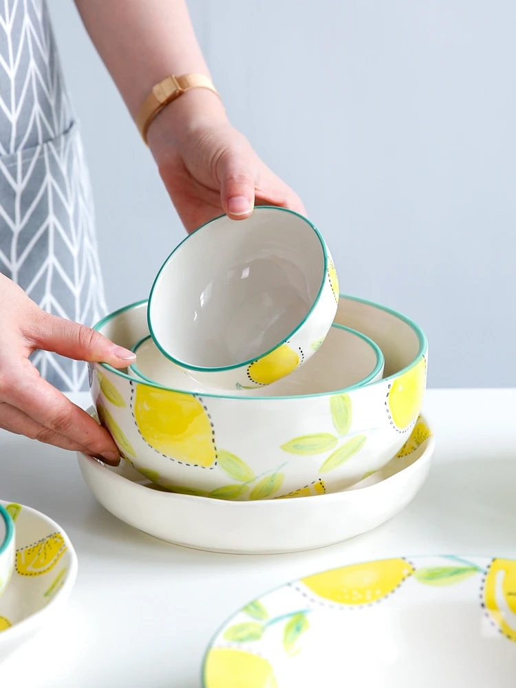 Лимон керамическая посуда тарелка домашнее блюдо миска для еды суп лапша |