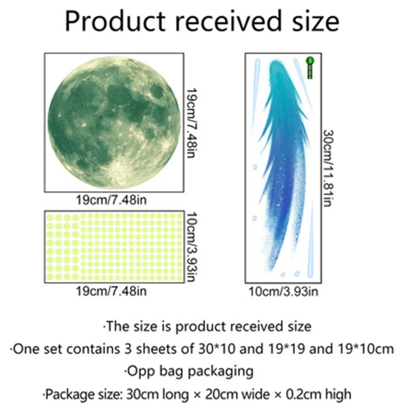 Синие Светящиеся Настенные наклейки в виде луны и звезд метеоритные для спальни