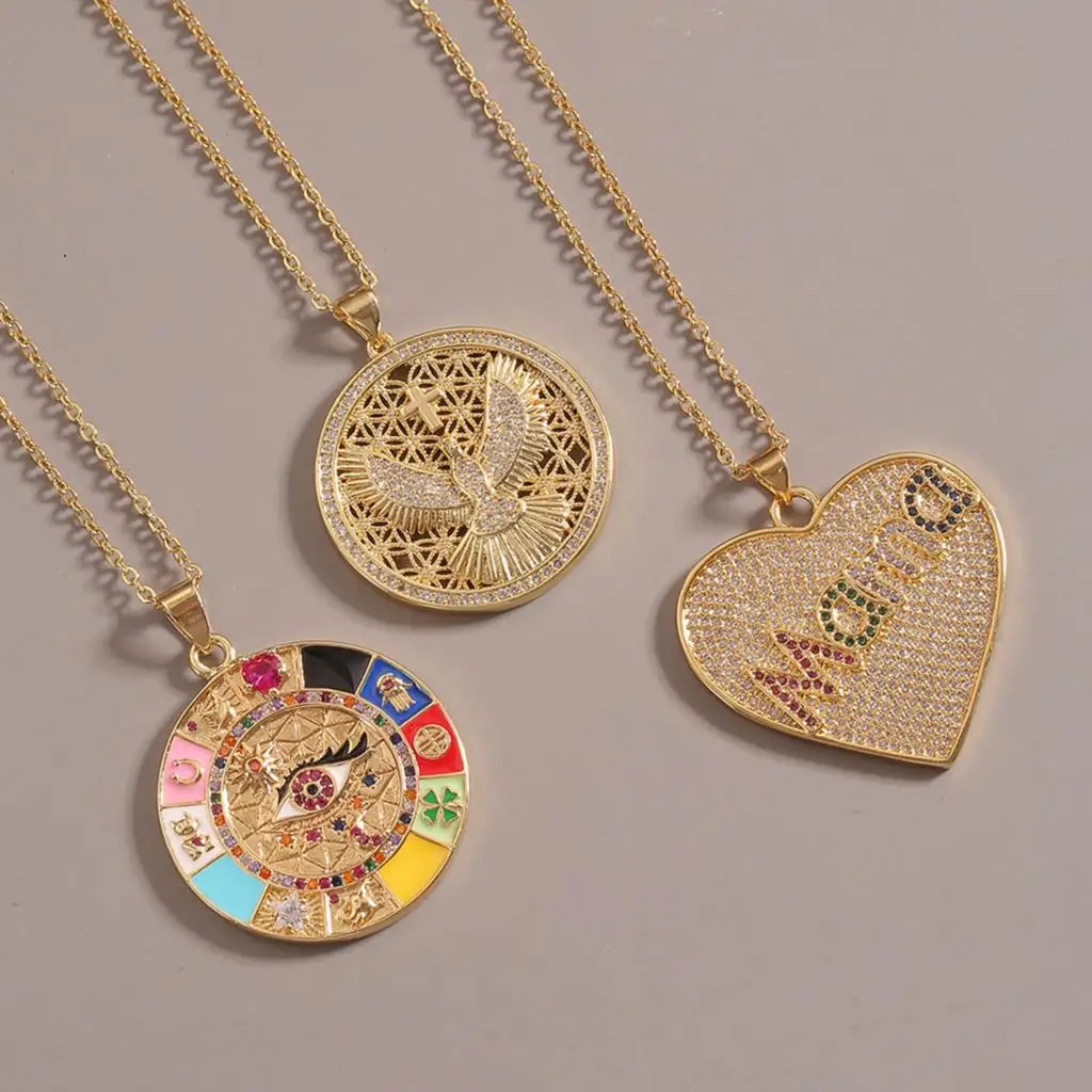 Fashion Color Enamel Pendant Necklace For Women Girl Party Religious Evil Eye Heart Shape Jewelry Gift | Украшения и аксессуары