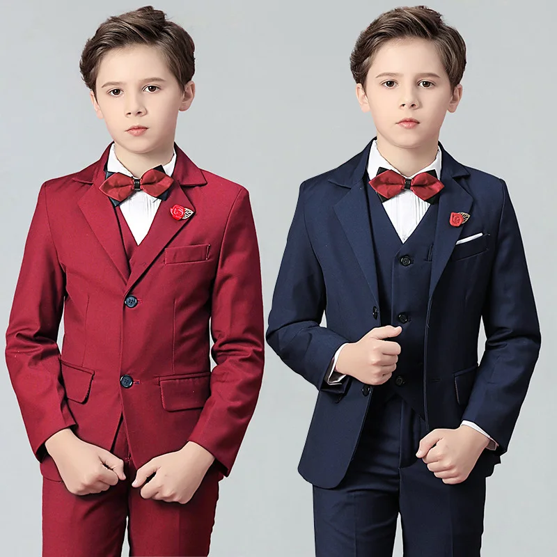 

2021 Formal Boys Wedding Suits Dresses Children Festive Costume Tuxedo Kids School Uniform Gentleman Teenager Boy Piano Sets
