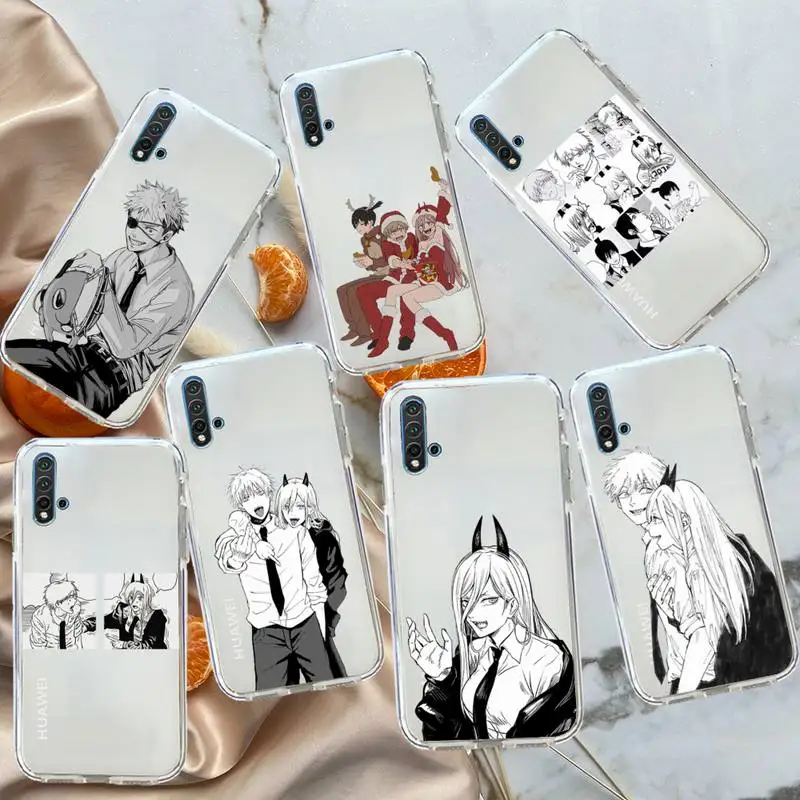 

Chainsaw Man comics Phone Case Transparent for Huawei honor P mate 40 20 30 10 50 i 9 x mate pro lite 8a