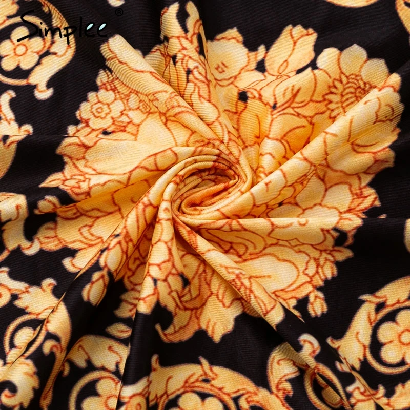 Женское платье с цветочным принтом Simplee винтажное длинное длинным рукавом