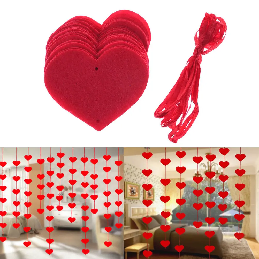 16 сердец красные украшения с 3 м веревкой Сделай Сам нетканые драпированные двери