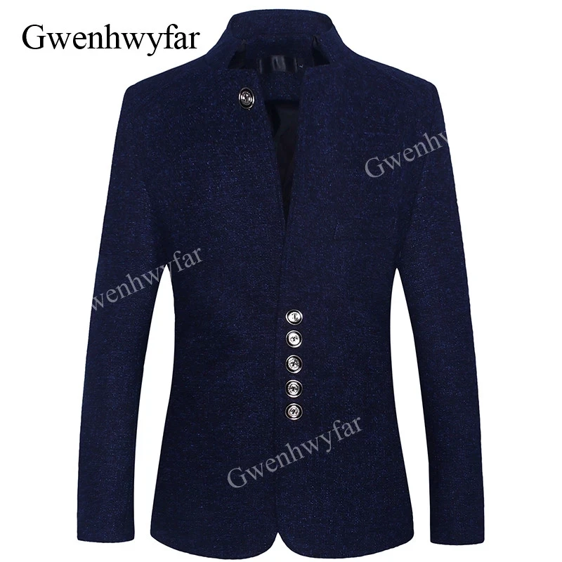 GwenhwyfarBlazer для мужчин 2018 зима Новый китайский стиль Бизнес Повседневный Стенд
