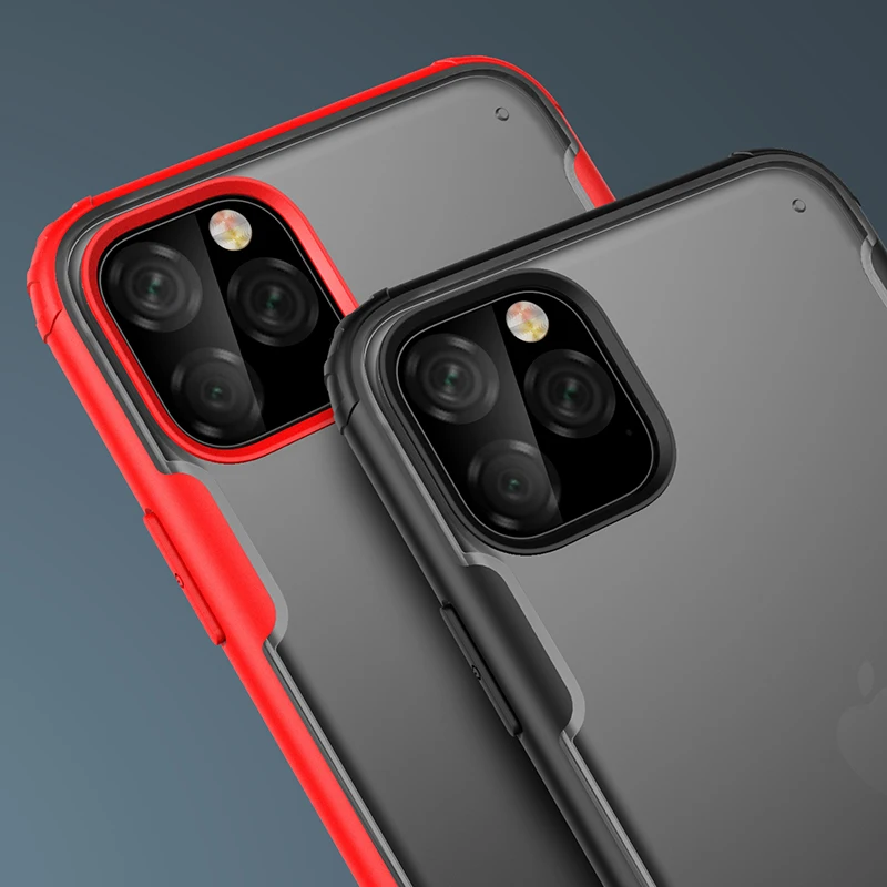 Для Apple iphone 11 Чехол Мягкий силикон+ Жесткий PC матовый прозрачный противоударный чехол для iphone 11 Pro Max iphone 11 11Pro