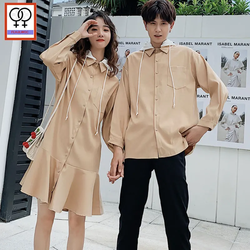 Одинаковая одежда для пары футболка влюбленных платье девочек-бойфрендов