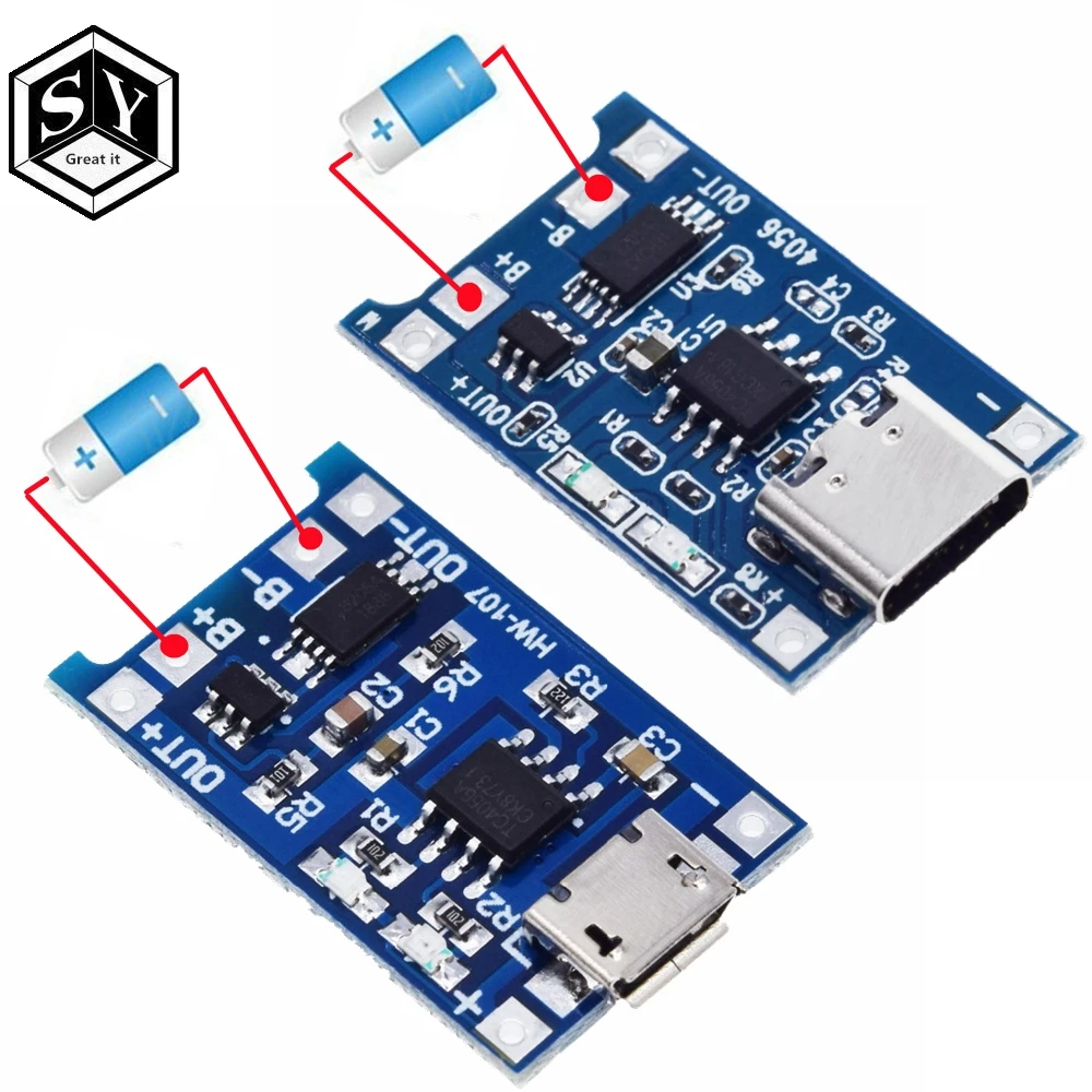 10 шт., флэш-зарядка USB 5 В 1A Micro 18650 TP4056
