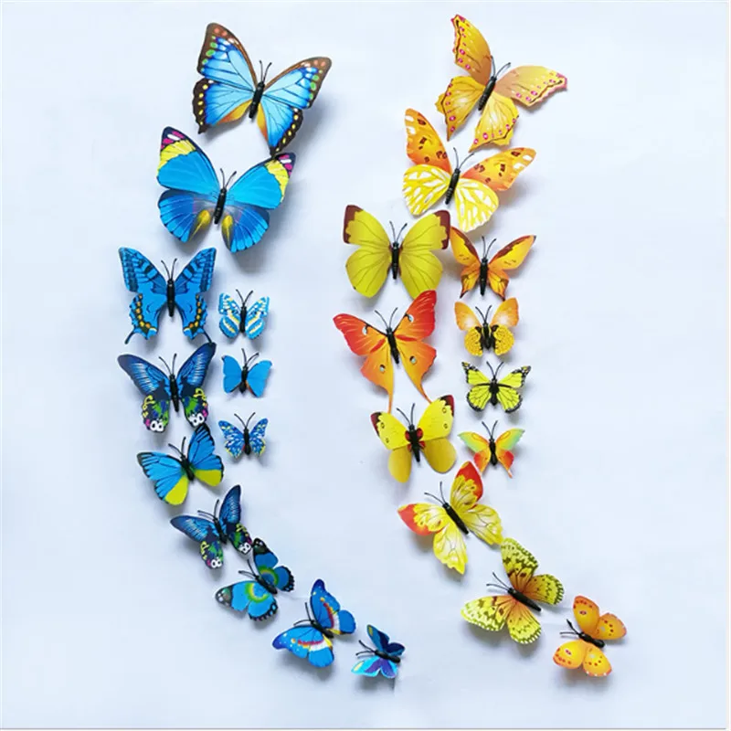Искусственные красочные бабочки из ПВХ 12 шт./лот декоративные ветряные блесны