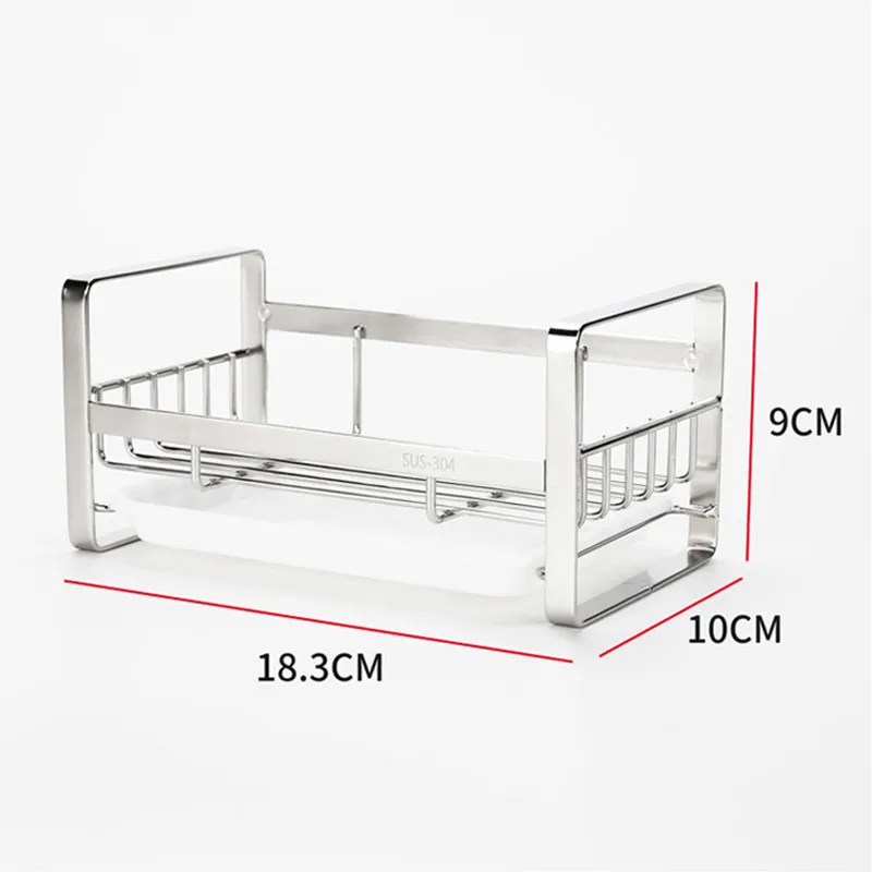 

304 Stainless Steel Sponge Holder, Kitchen Sink Organizer, Sink Caddy, Countertop Dish Soap Holder with Drain Tray