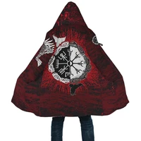 the most fashionable winter thick warm viking style cloak odin and the crow tattoo 3d printed coat unisex casual hooded cloak