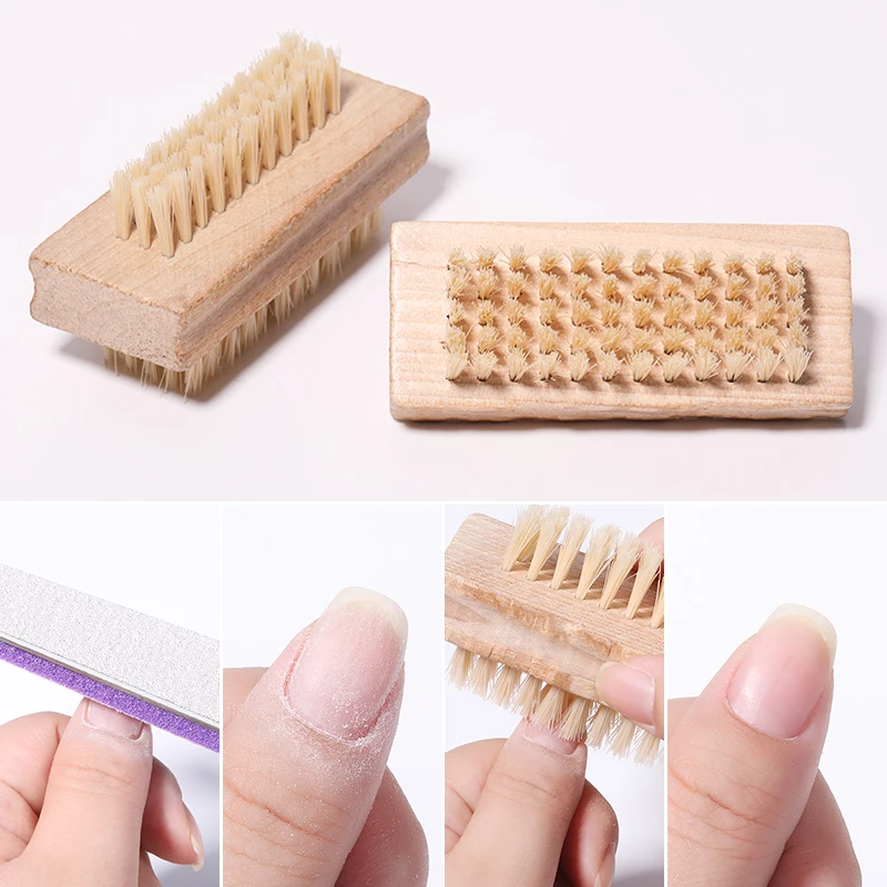 Двухсторонние щетки для ногтей очищающие пальцы с деревянной ручкой мягкие