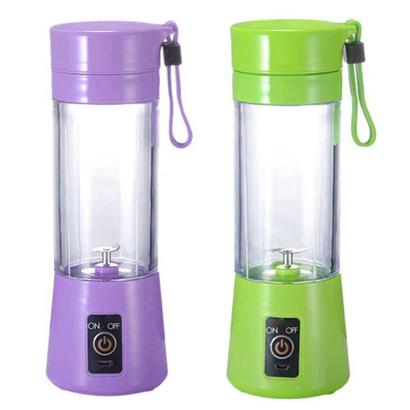 

2Set Electric Fruit Juicer Blender USB Personal Milk Smoothie Maker Mixer Cup For Home Office Picnic,Purple & Green