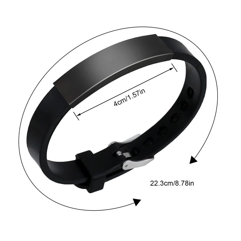 

Custom Unisex Black Rubber Silicone ID Bracelet Personalized Soft Women Men Bible Inspirational Verse Faith Hope Jewelry