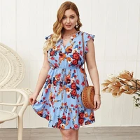plus size womens 2021 summer new product printed dress 200 kg fat mm temperament elegant skirt woman dress summer clothes