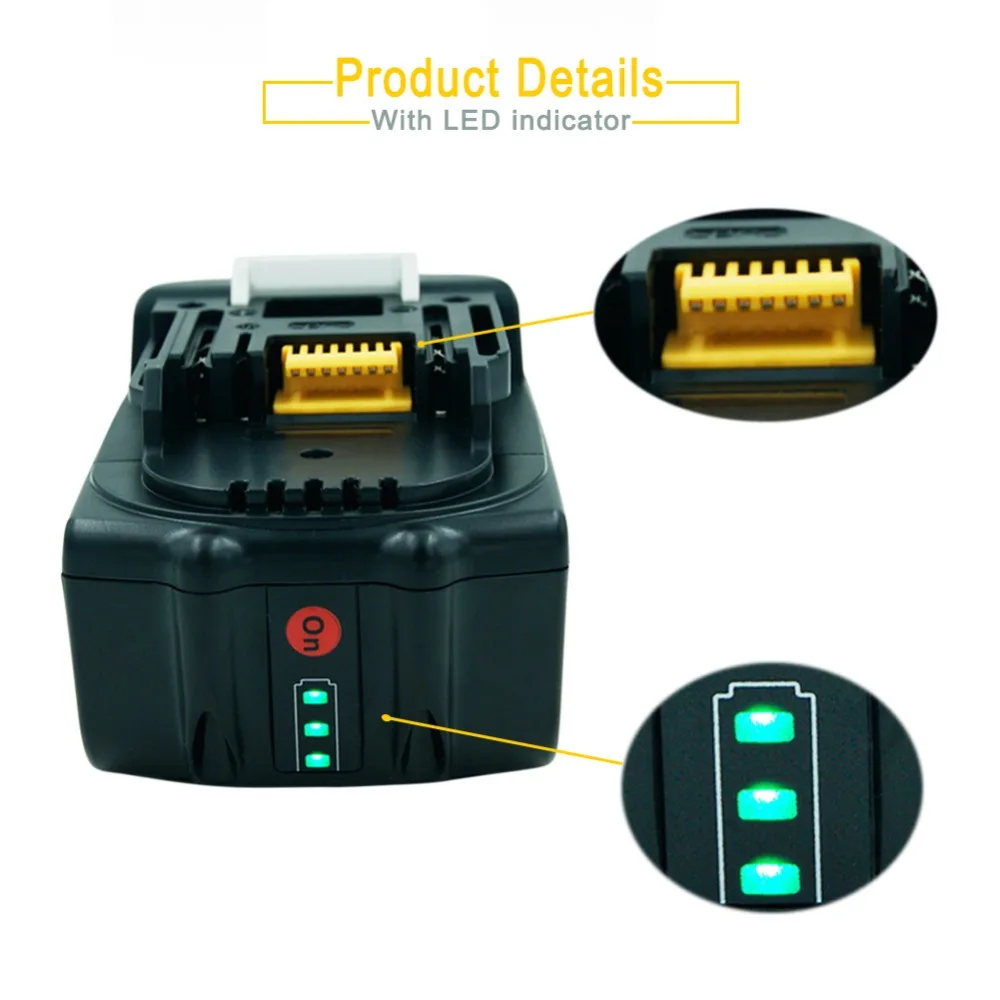 2 шт. 6000 мА/ч, BL1860 Замена для Makita 18V литий-ионный Батарея BL1830 BL1840 BL1850 BL1860B LXT400 Мощность инструменты светодиодный индикатор