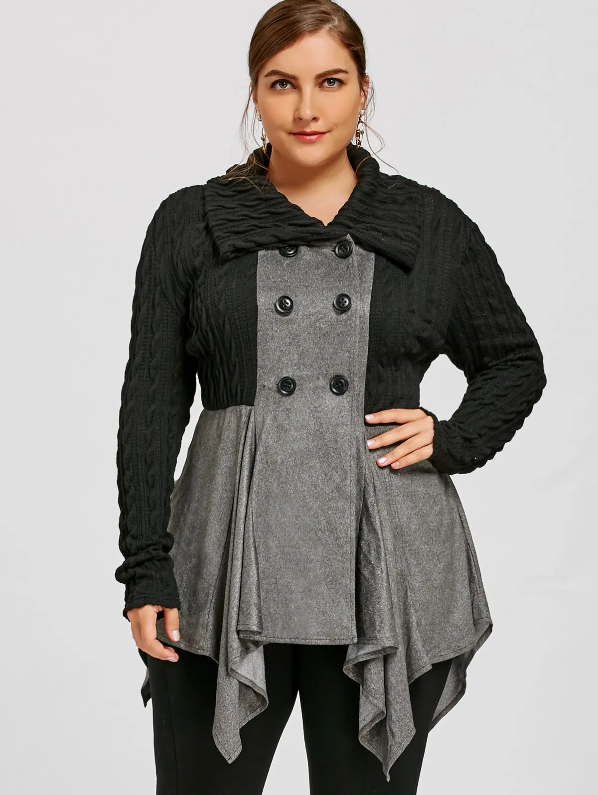 Женский модный женский свитер большого размера плюс на пуговицах пальто