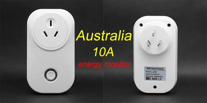 Australia Plug Смарт-розетка Tuya Wi-Fi умная розетка ЕС Великобритания Swit AU BR FR JP Israel Ita ZA Plug 10A пульт дистанционного управления Alexa Google домашний энергетический монитор - Цвет: Australia Plug