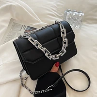 square pu leather simple flap crossbody bag with short handles for women vintage chain handbags 2021 ladies shoulder purses