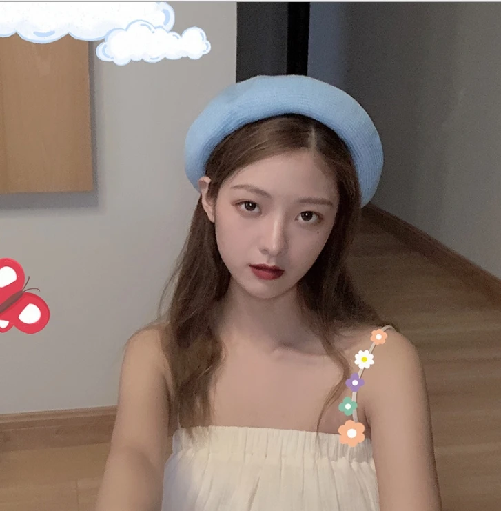 Bud Summer Black Net Red Octagonal Hat Beret Spring Japanese Thin-style British Antiquity Trendsetter Party Birthday Gift | Аксессуары