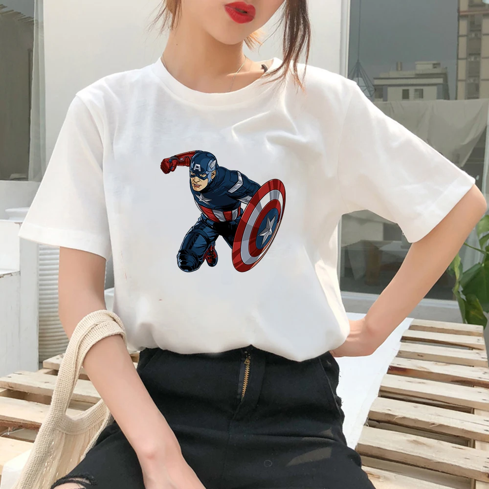 

DisneVogue Women T-shirt Streetwear Lose The Shield Captain America Creative Printed Short Sleeve Marvel Pop Oversize Tshirt