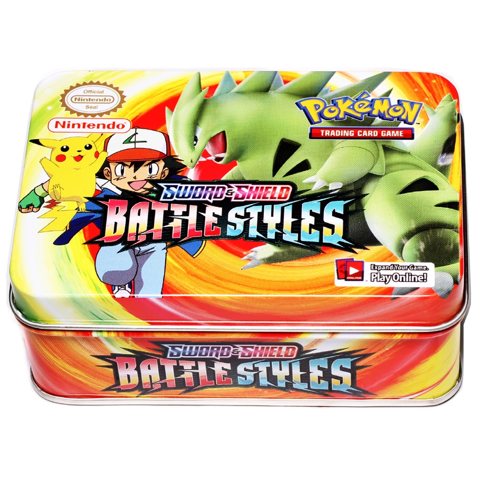 TAKARA TOMY-set de Cartas coleccionables de Pok&eacute;mon para ni&ntilde;os, juego de colecci&oacute;n de cartas de Anime, caja de hierro, 42 estilos de batalla-0