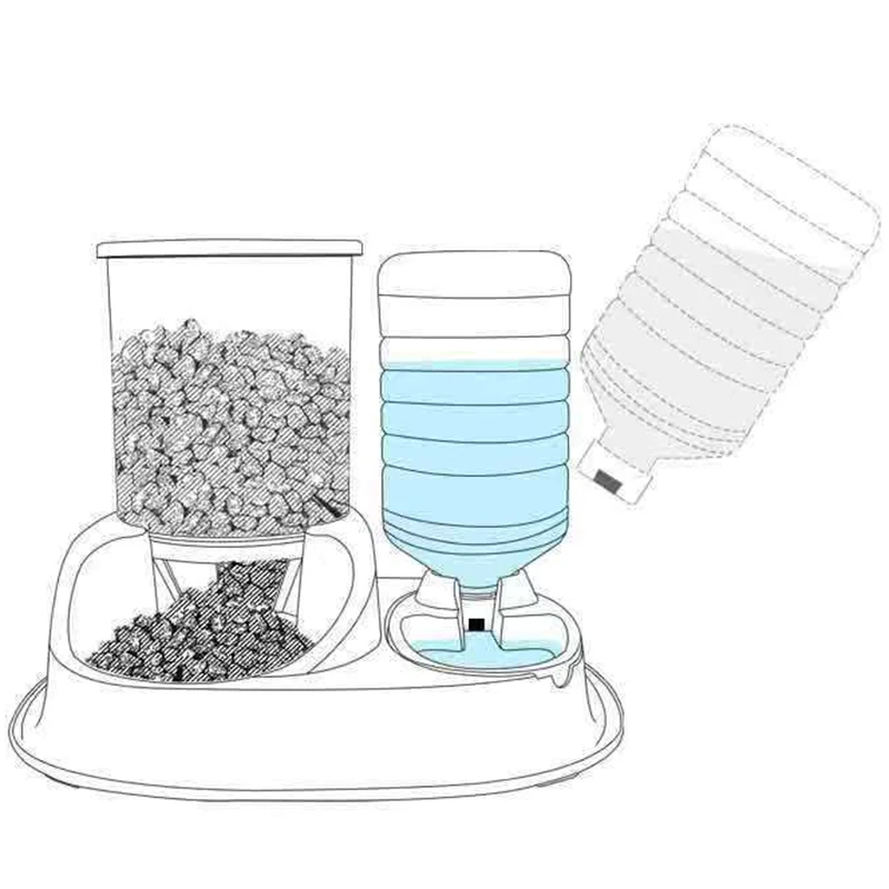 Cat Dog Automatic Feeders Set Drinker Fountain Big Capacity Detachab Auto Pet Water Dispenser Feeding Drinking Bowl | Дом и сад