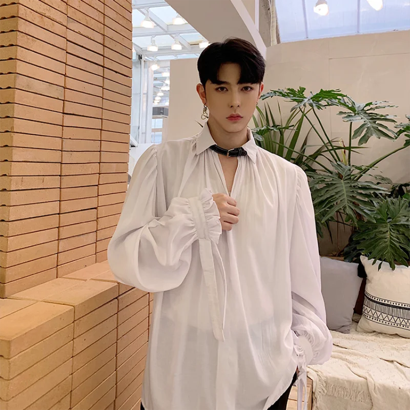 Мужская рубашка поло чёрно-белая повседневный спортивный костюм с длинным