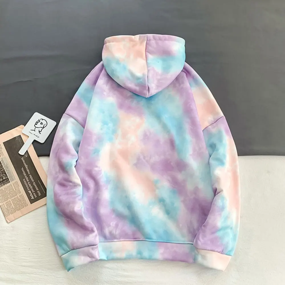 

ZOTTSOZ Harajuku Korean Loose Tie Dye Hoodies Sweatshirts Women Fashion 2021 Casual Streetwear Hooded Pullover Outwear Tops