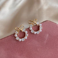 pearl wreath earrings bow earrings 2021 new trendy net red explosion earrings ladies geometric luxury fashion jewelry aesthetic
