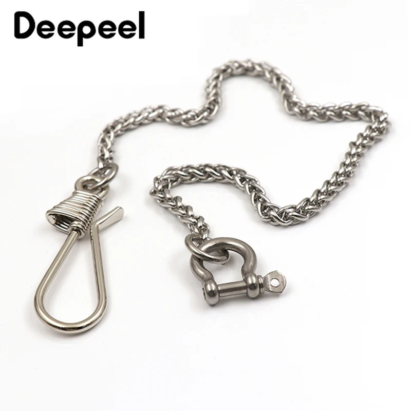 

Deepeel 30/40/45/55cm Stainless Steel Pants Chain Key Hang Buckles Trousers Jeans Wallet Chains Clips Snap Hooks for Belt Bag