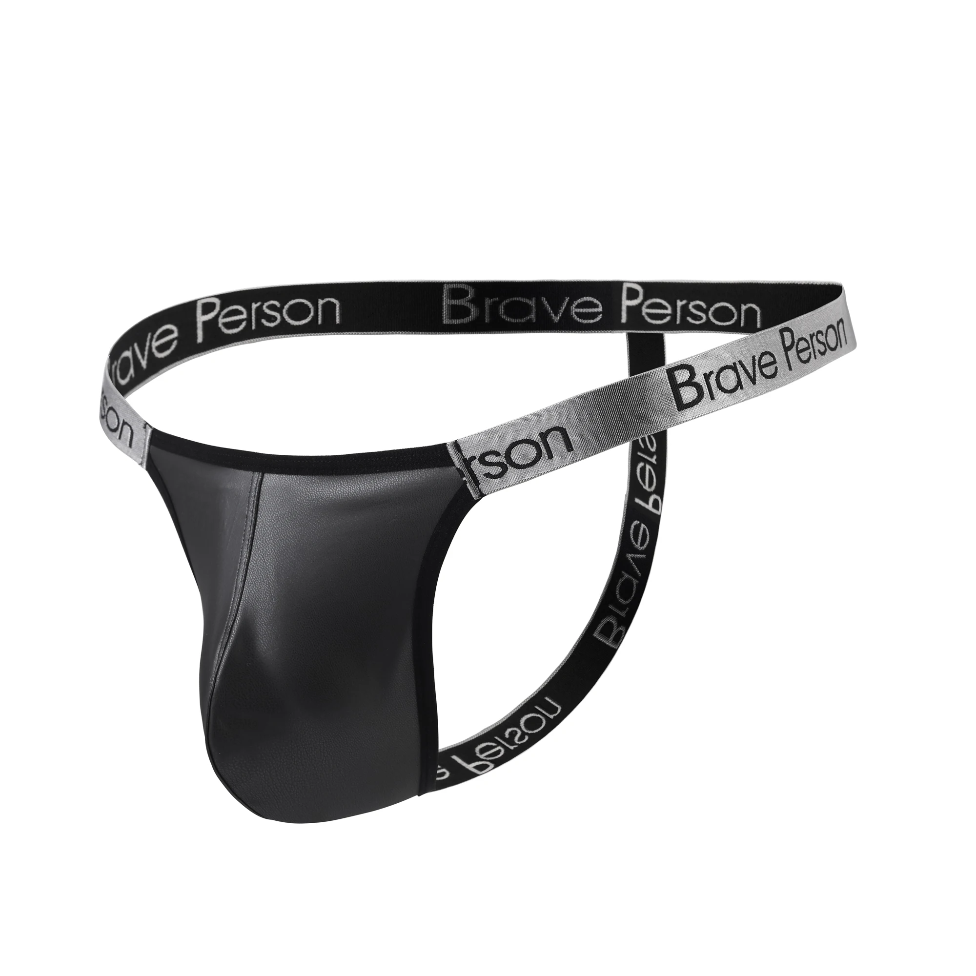 

New Brand Men Medium Brave Person Matt Black Leather Like PVC G-String Thong T Back Gay B1180