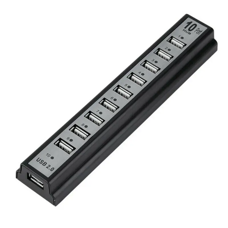 

10 Port USB 2.0 External HUB With Power Adapter For PC MAC Computer