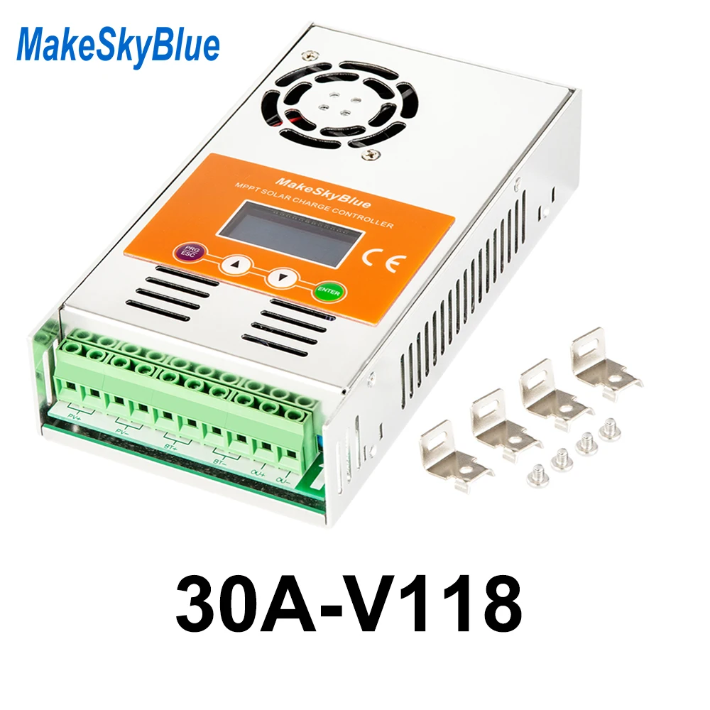 MakeSkyBlue регулятор MPPT 30A Солнечный контроллер заряда для 12 в 24 в 36 в 48 в герметичный AGM свинцово-кислотная батарея автоматически ЖК-дисплей