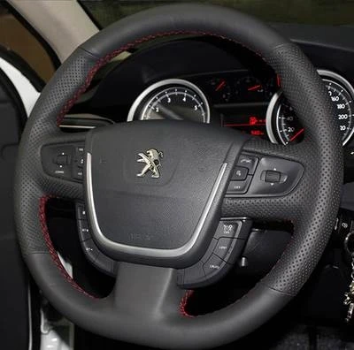 

DIY hand-stitched high-end leather steering wheel cover for Peugeot 2008 3008