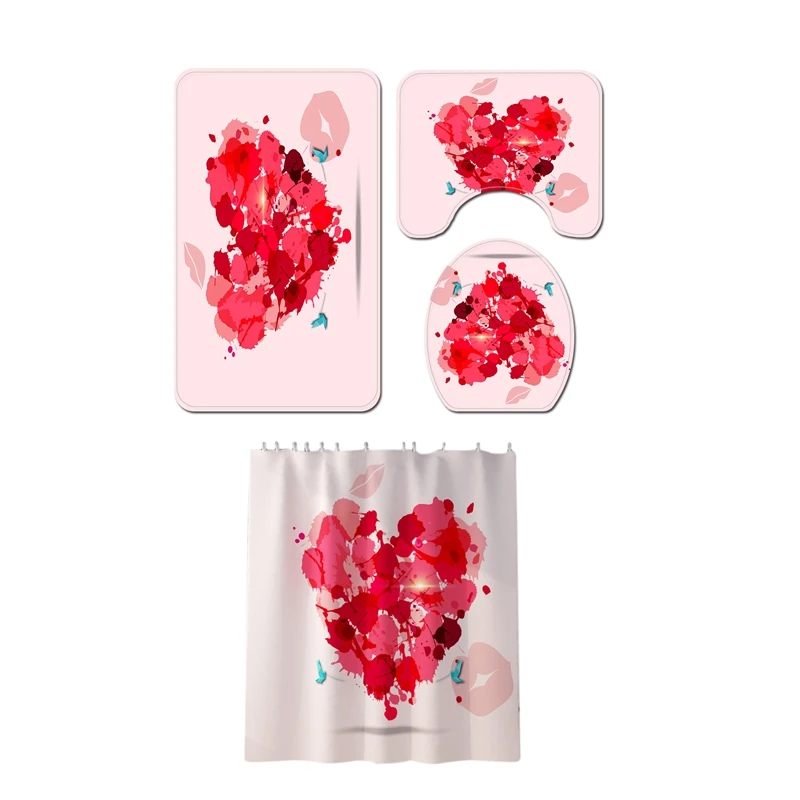 4 шт Нескользящая крышка для унитаза набор ванной Душевой Занавески двери