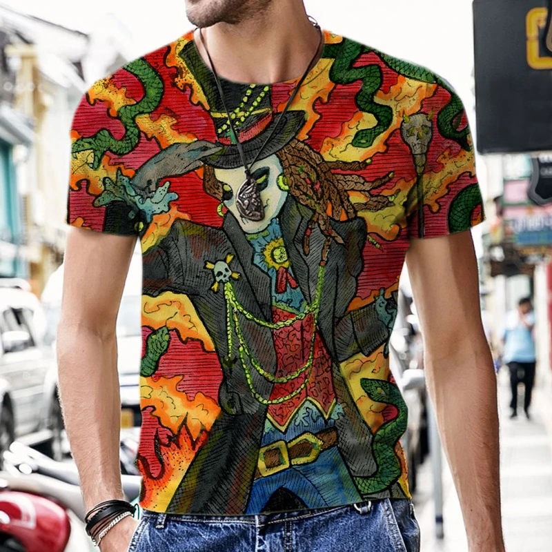 

Man T-shirts Summer 2021 Short Sleeve 3D Western tarot card art illustration series T Shirt Men Harajuku Hip Hop Mens Clothing
