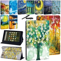 pu leather tablet case for amazon fire 7 579th genhd 8 6th 7th 8th genhd 105th 7th 9th gen oil painting series cover