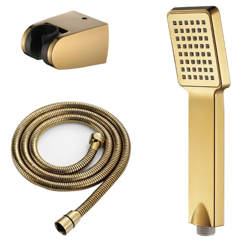 

Bathroom Household Hand-Held Shower Set Square Shower Head with Hose and Storage Clip Toilet Wall-Mounted Shower Head