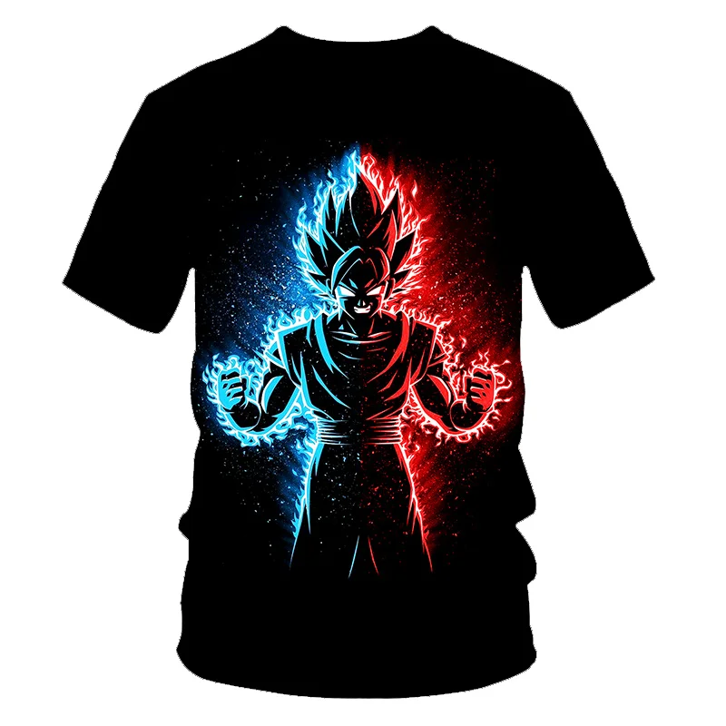Мужские летние футболки с 3D принтом «Dragon Ball Z», «Super Saiyan Son Goku», «Black Vegeta», «Битва с драконом», Повседневная футболка, топы, футболки для детей
