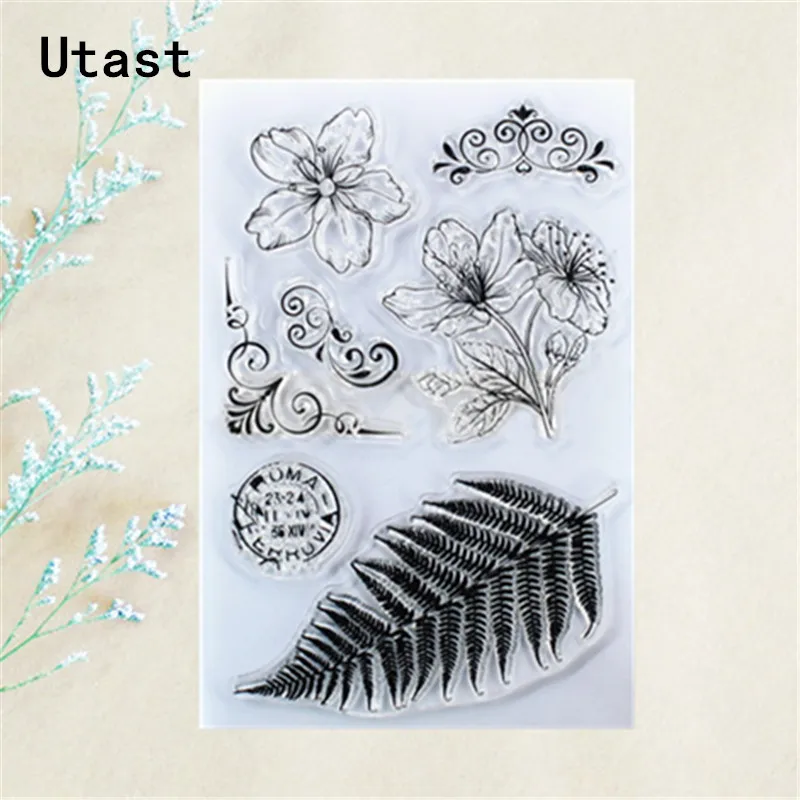 Прозрачные силиконовые штампы с листьями и цветами/прозрачный резиновый штамп