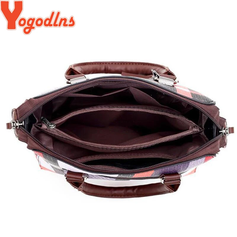 Yogodlns Luxury Handbags plaid Women Bags Designer 2021 tassel Purses and Set 4 Pieces Female Feminina travel tote |