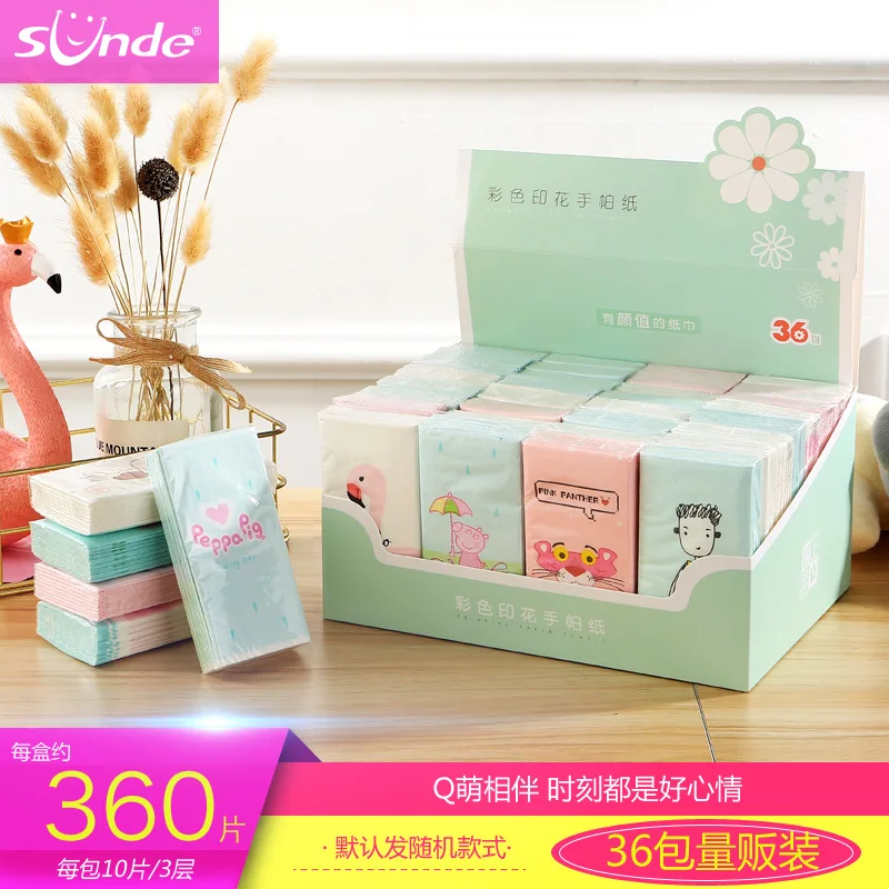 10 шт. Творческий мультфильм носовой платок с принтом Бумага Портативный Упаковка