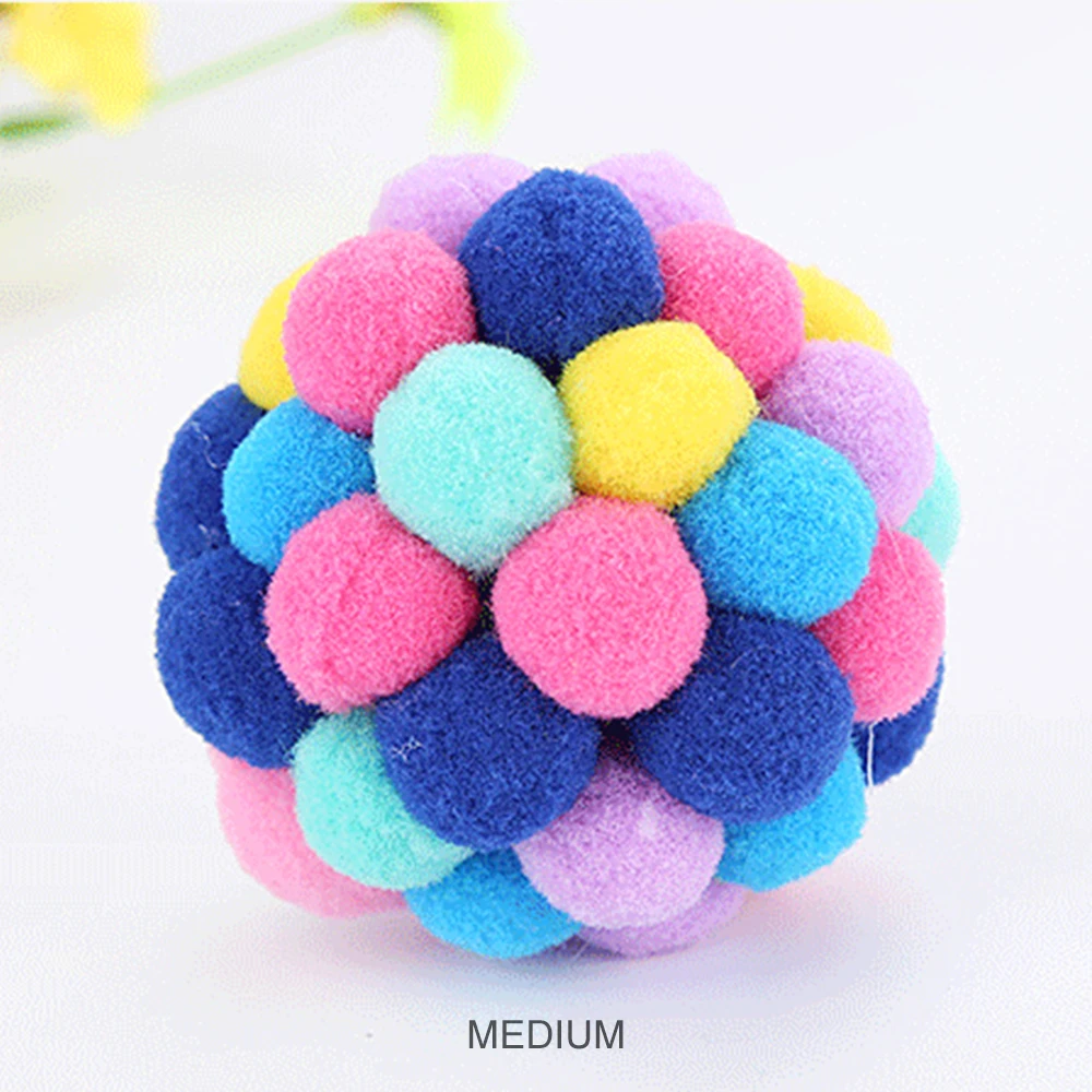 

2020 New Pet Interactive Cat Toy Cat Bell Toy Ball Colorful Handmade Bell Bouncy Ball Funny Cat Catnip Ball Toy Pet Supplies